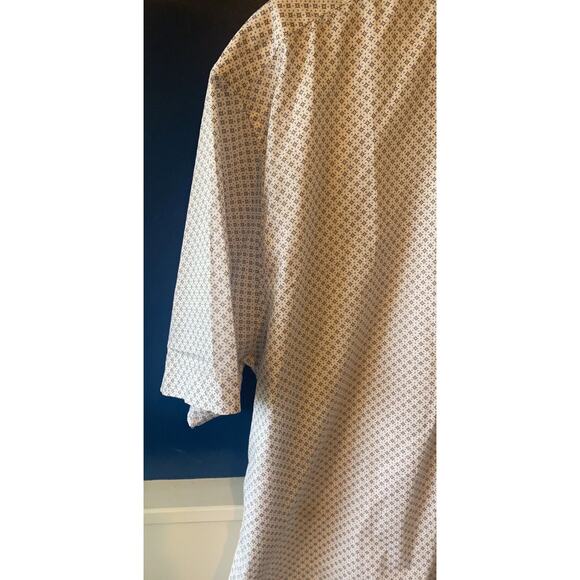 Stitch Note | White Diamond Patterned Short Sleeve Casual Button Down | Size 2XL - Picture 2 of 7